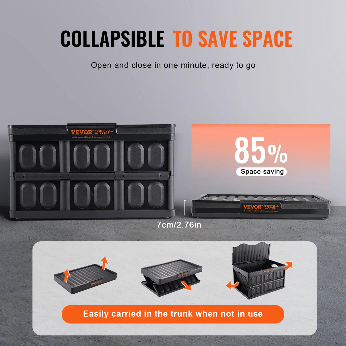 Foldable Collapsible Storage Bins Stackable Utility Crates With Lids