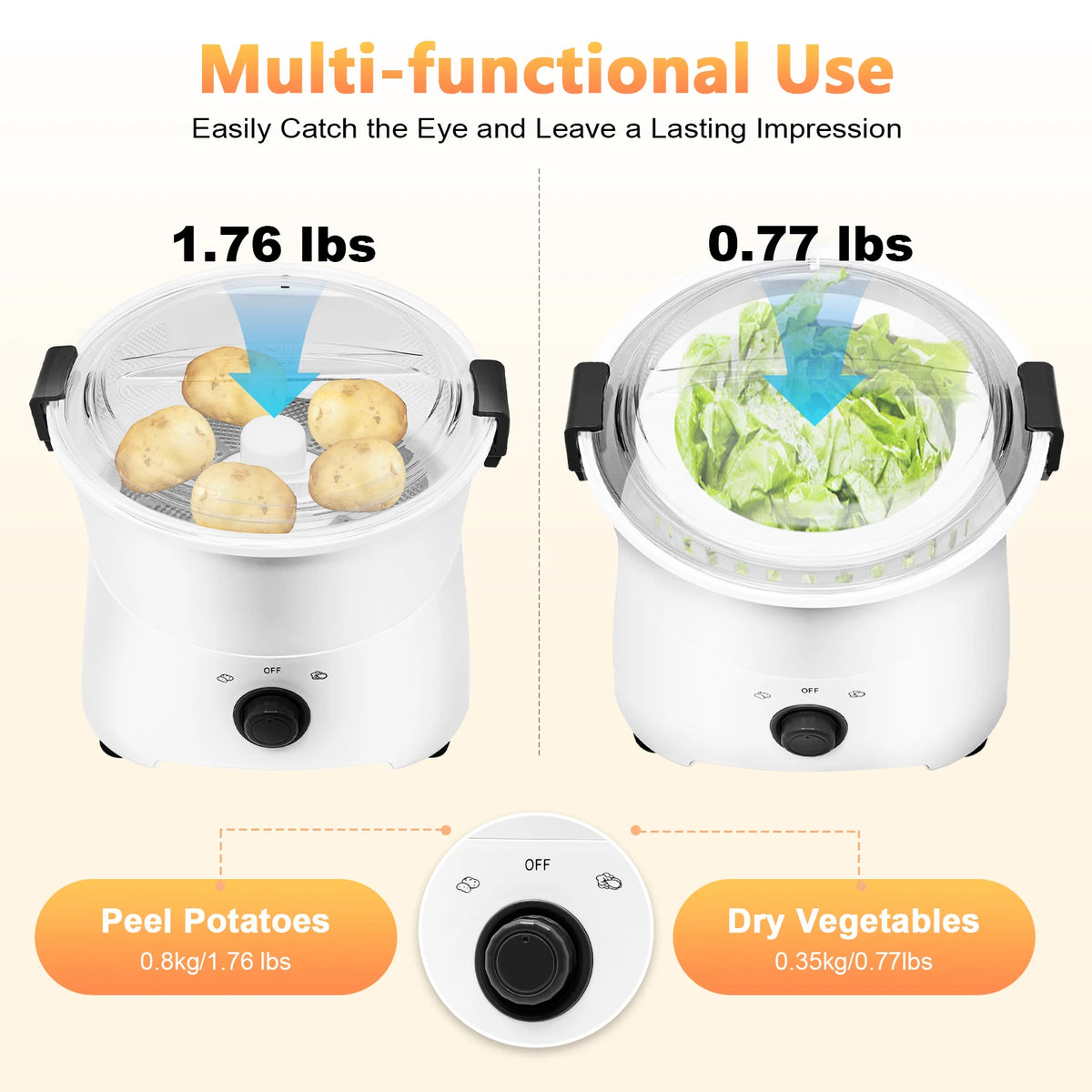 Automatic Electric Potato And Vegetable Peeler One Button Operation