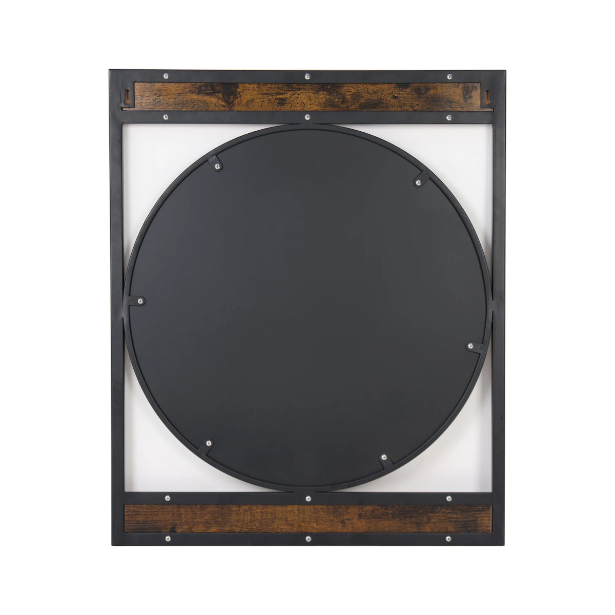 63x76CM Industrial Metal Wood Frame Wall Mounted Mirror Bathroom Living Room Decorative Mirror