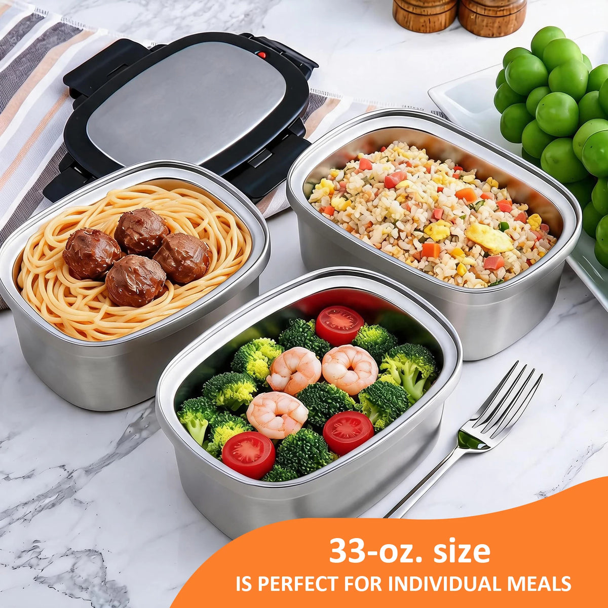 HANSMART 304 Stainless Steel Vacuum Insulated Portable Lunch Box