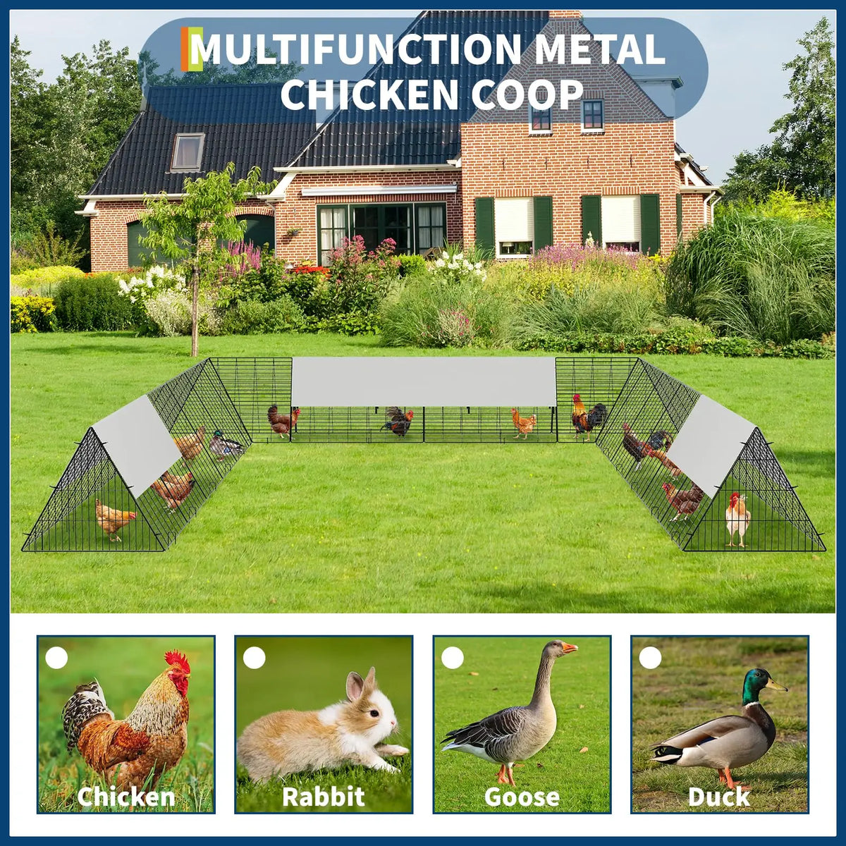 DishyKooker Metal Outdoor Chicken Run With Weather Resistant Cover