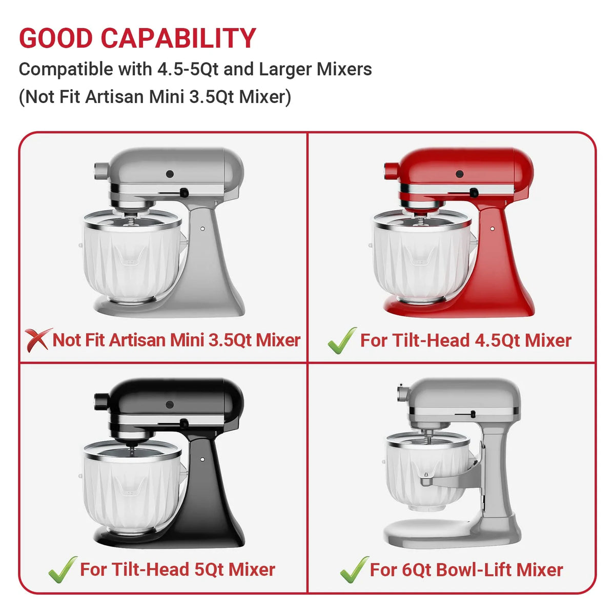 KitchenAid Compatible Ice Cream Maker Attachment For Mixer