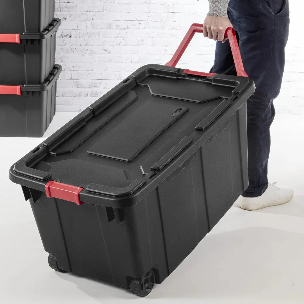 Sterilite Heavy Duty Industrial Wheeled Storage Tote With Handle