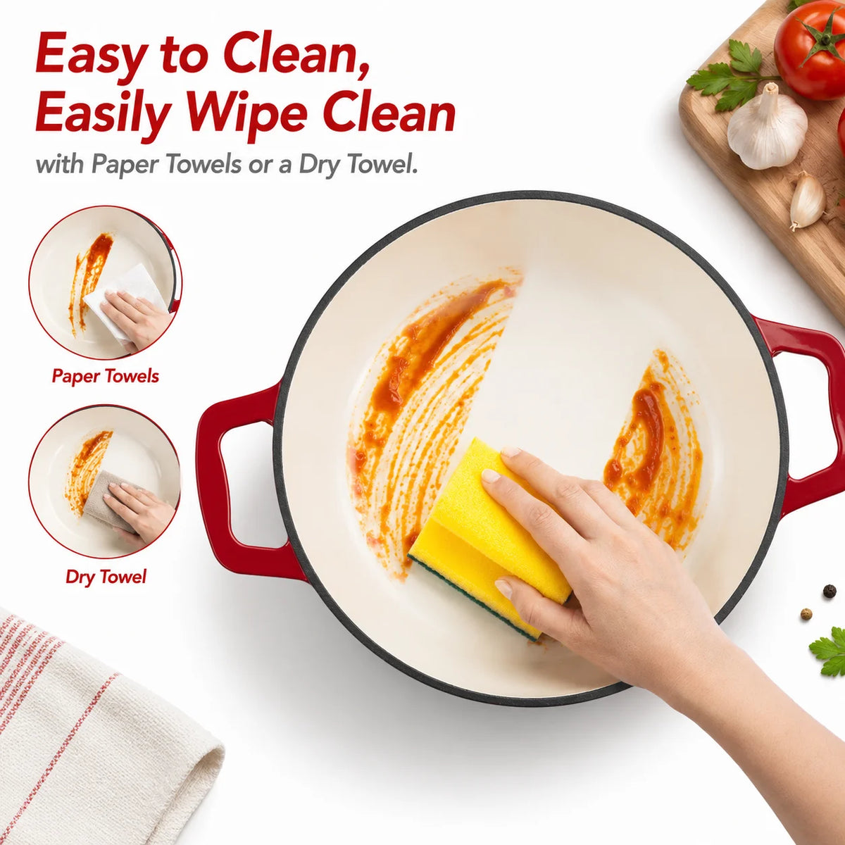 HANSMART Enameled Cast Iron Dutch Oven For Baking And Roasting