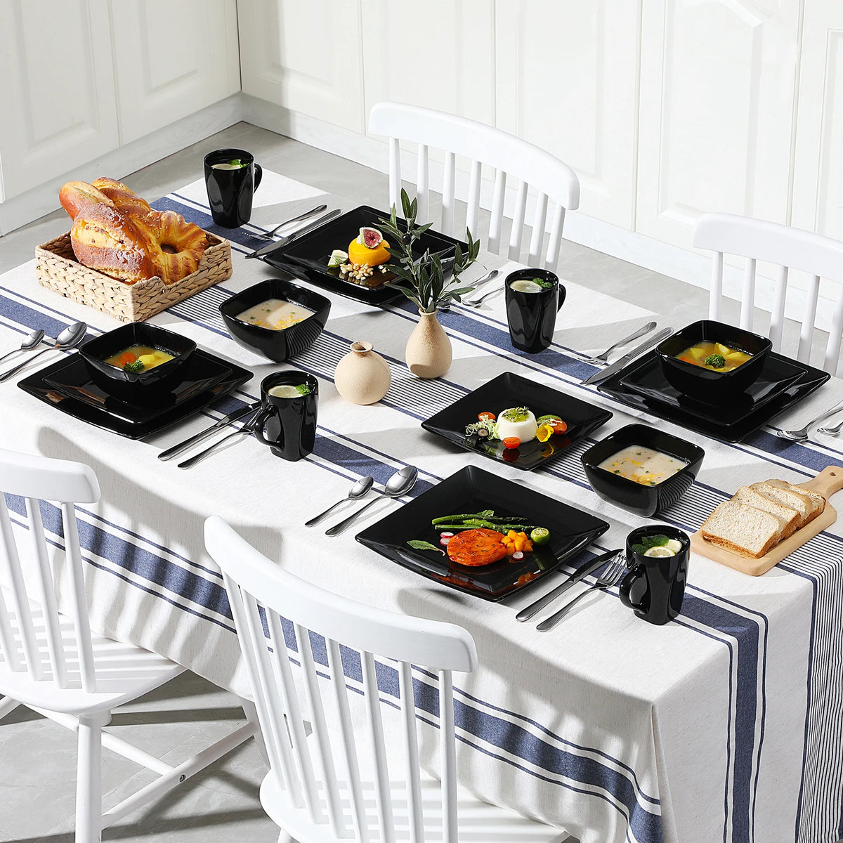Malacasa Soho Ceramic Dinnerware Set With Bowls And Mugs
