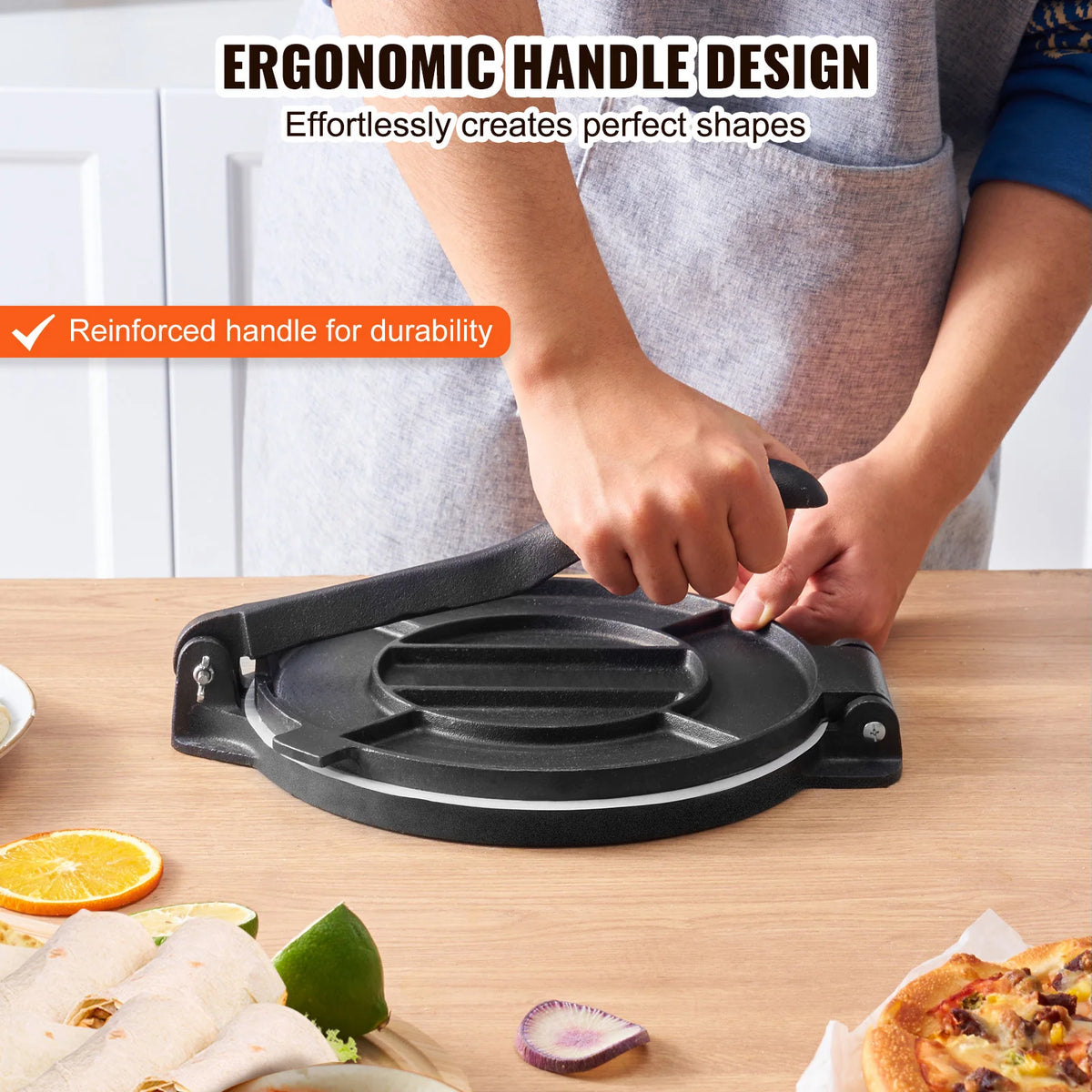 VEVOR Cast Iron Heavy Duty Tortilla Press With Grilling Plates