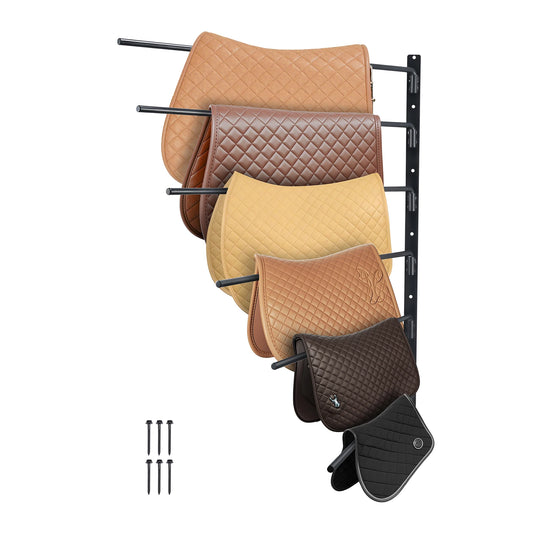 SucceBuy Wall Mounted Saddle Rack Swing Out Saddle Holder Space Saving Horse Pad and Blanket Rack for Tack Room Organization
