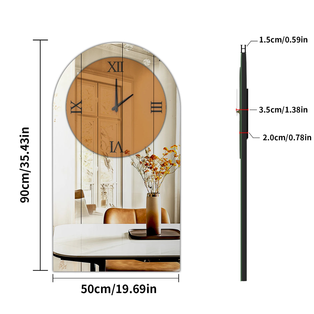Wisfor Arched Glass Decorative Wall Mirror For Modern Living