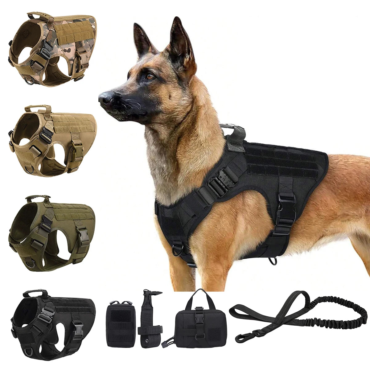 Tactical Padded Nylon Dog Harness For Walking And Training