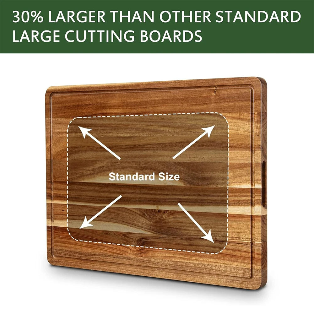 Twister.Ck Reversible Wood Cutting Board With Juice Groove And Handle