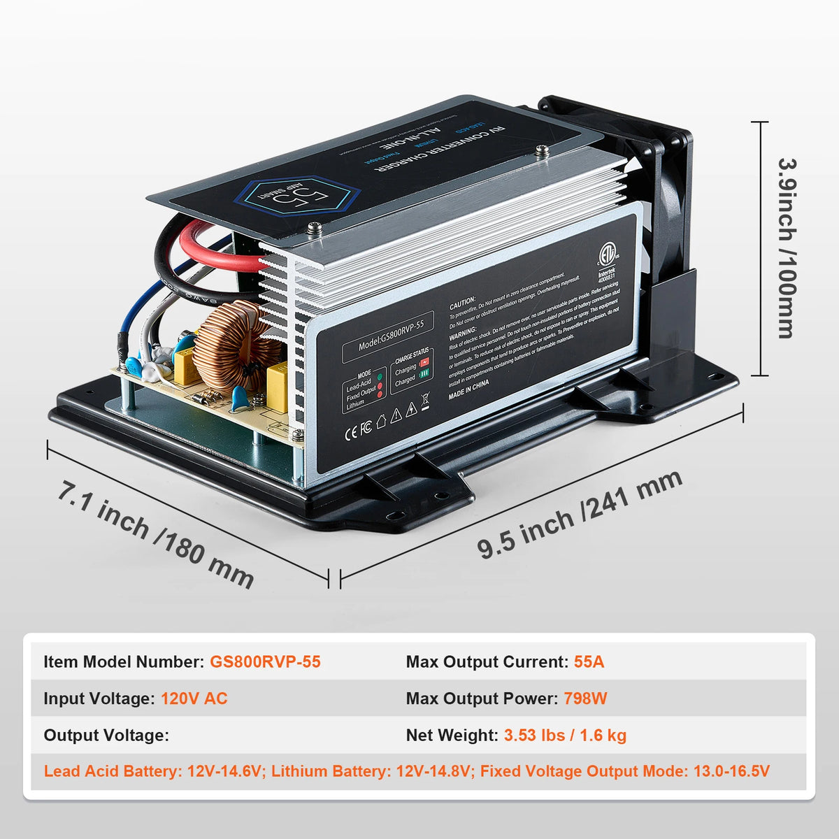 SucceBuy WF-8955-AD-MBA Main Board Assembly 55 Amp 798 W Three-Stage RV Power Converter Replacement Unit Fit for RV Power System