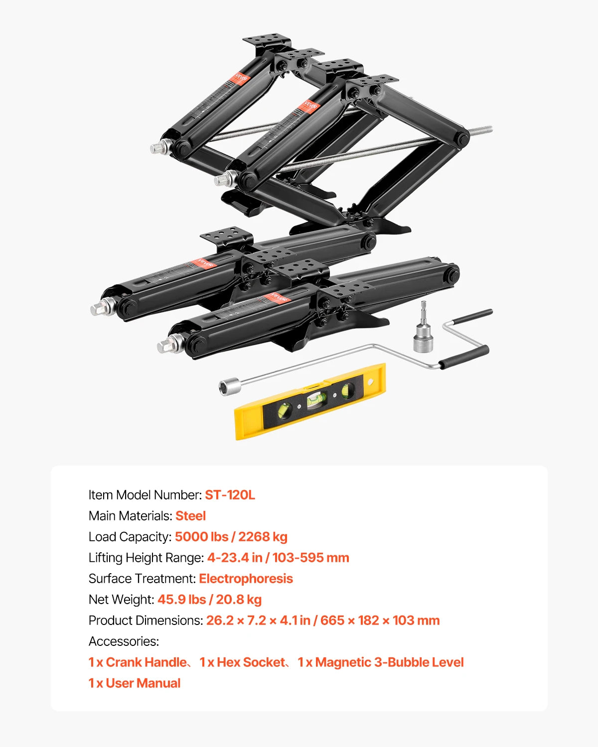 VEVOR 5000/6500/9000lbs RV Scissor Jacks 2/4 PCS RV Stabilizer Leveling Scissor Jacks Heavy Duty Stabilizer Jack Fit for RVs