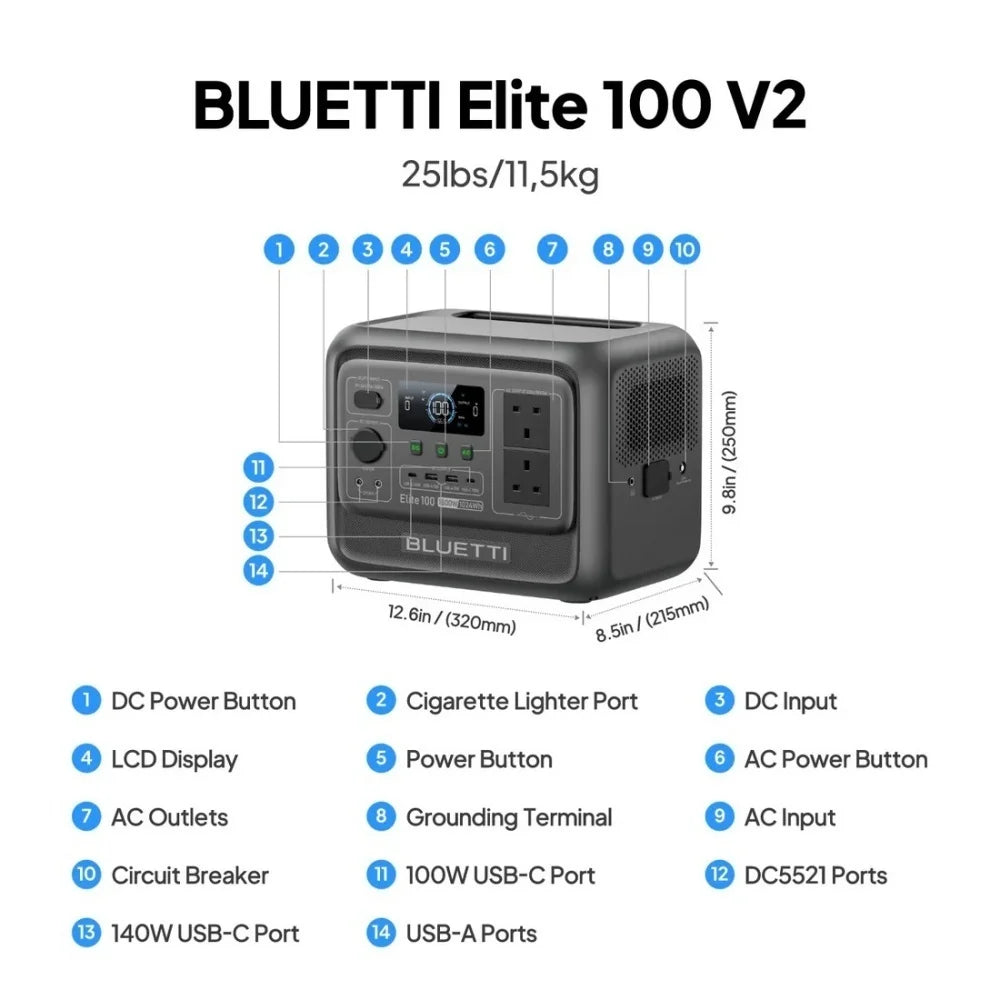 Bluetti Elite 100 V2 Portable Power Station 1800W 1024Wh
