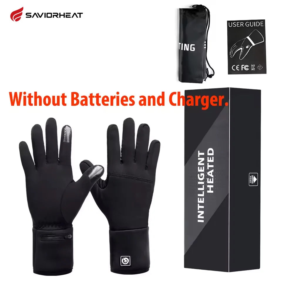 SAVIOR Winter Thermal Heated Gloves For Adult Rechargeable Battery Goatskin Leather Wind Waterproof Warm Hand Ski Gloves 3 Gears