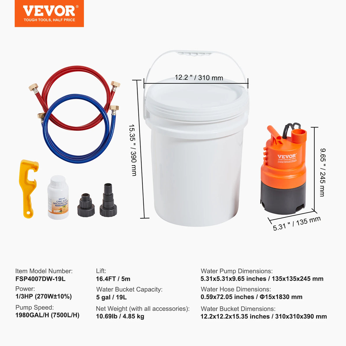 Professional Tankless Water Heater Flushing Kit With Pump