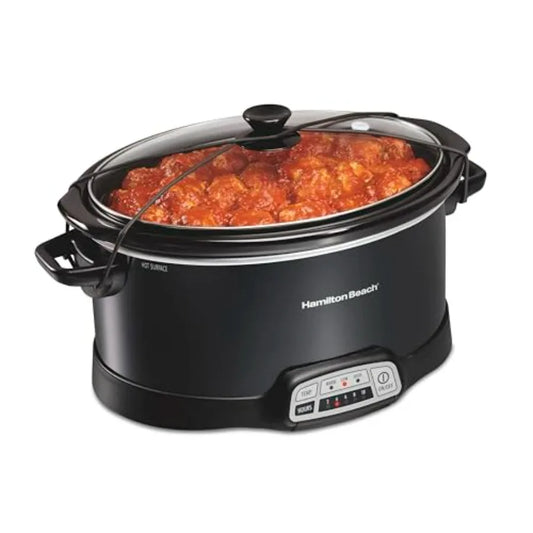 Programmable Slow Cooker With Temperature Settings And Secure Latch Strap