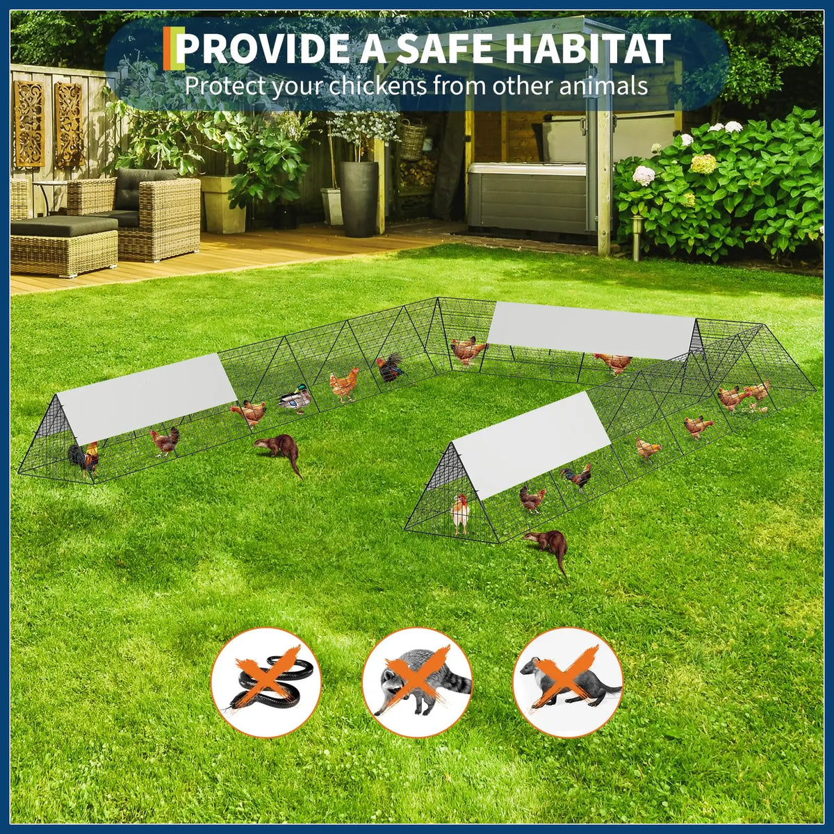 DishyKooker Metal Outdoor Chicken Run With Weather Resistant Cover