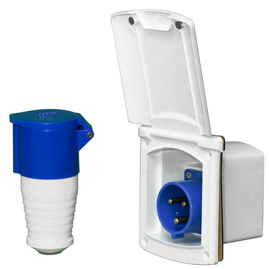 32 Amp Rv Inlet Plug & Rv Outlet Box Kit, 32 Amp Camper Plug Shore Power Inlet with Connector Protective Cover Rv Receptacle for