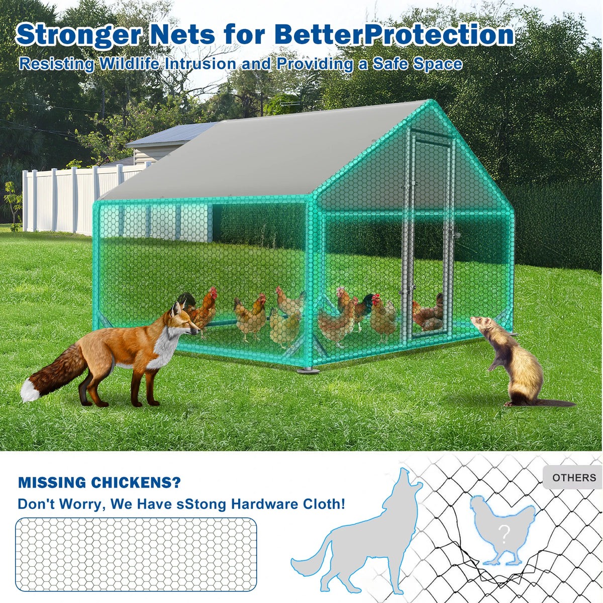 Portable Metal Walk In Chicken Coop And Outdoor Run