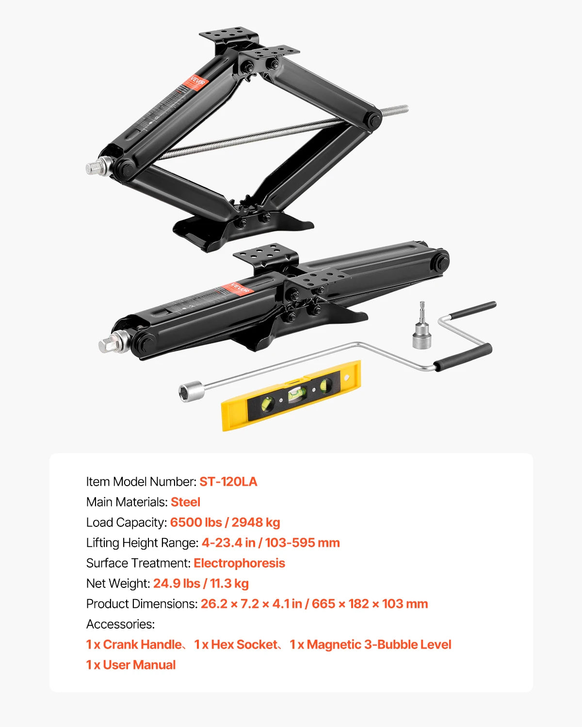 VEVOR 5000/6500/9000lbs RV Scissor Jacks 2/4 PCS RV Stabilizer Leveling Scissor Jacks Heavy Duty Stabilizer Jack Fit for RVs