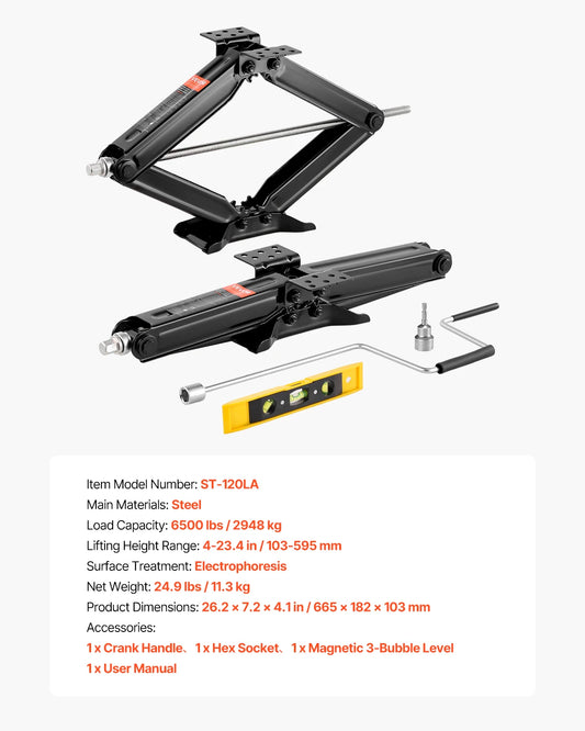 VEVOR 5000/6500/9000lbs RV Scissor Jacks 2/4 PCS RV Stabilizer Leveling Scissor Jacks Heavy Duty Stabilizer Jack Fit for RVs