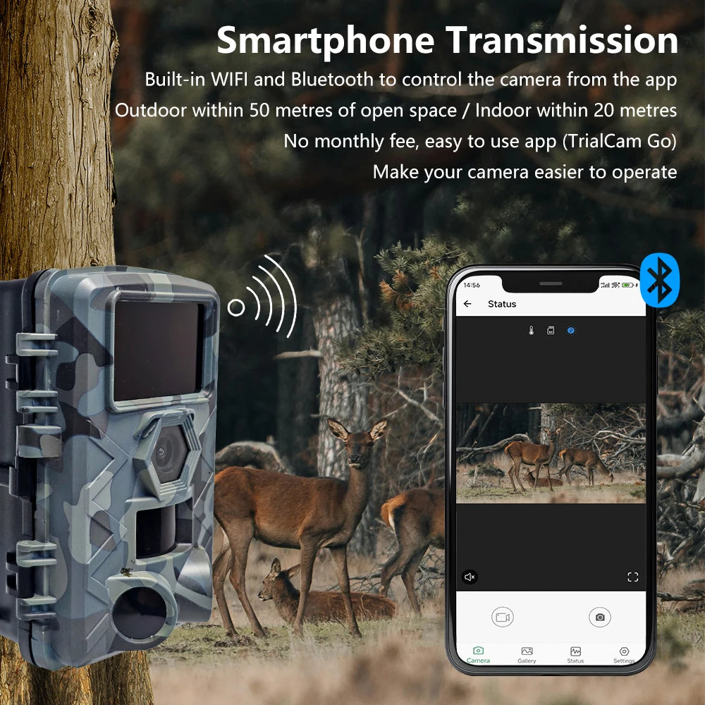 Fargarloo WiFi Trail Camera 60MP App Control IP66 Waterproof