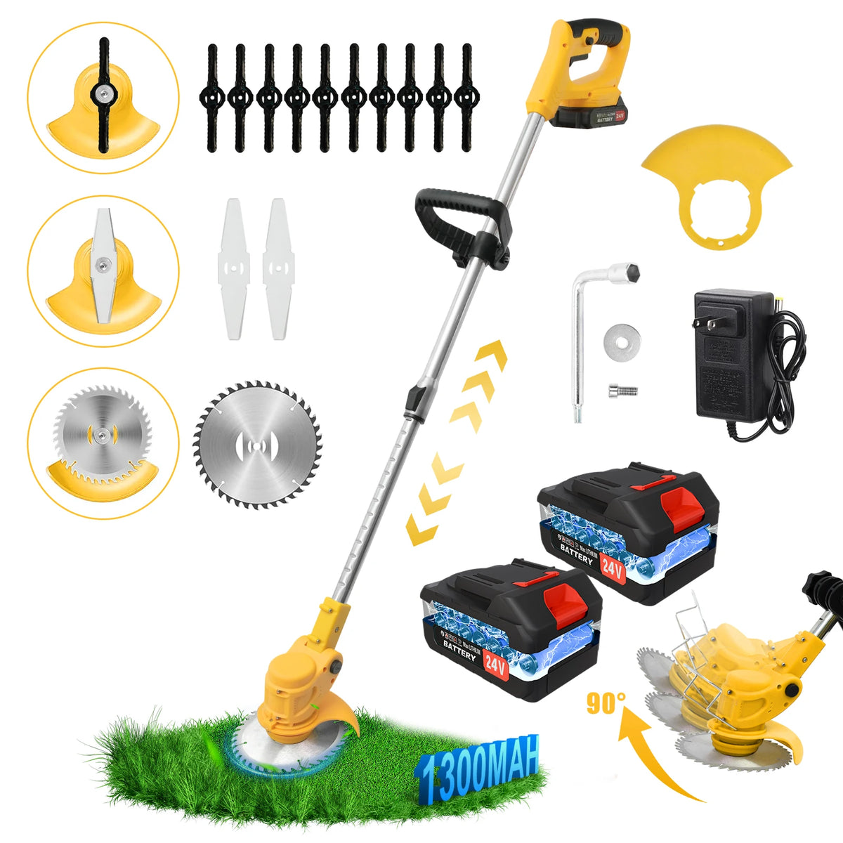 Brushless Telescopic 2 In 1 Cordless Lawn Mower Trimmer