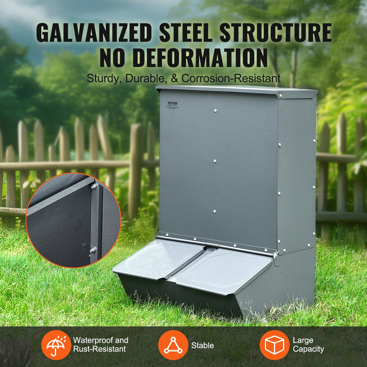 SucceBuy Heavy Duty Galvanized Steel Hog Feeder Trough For Pigs