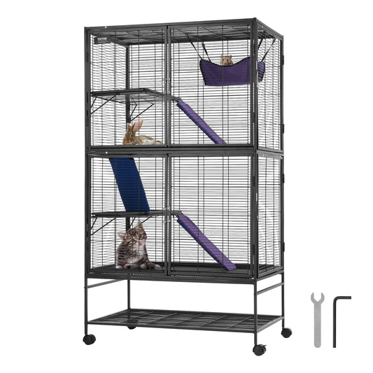 SucceBuy Four Tier Rolling Metal Cage For Small Animal Pets