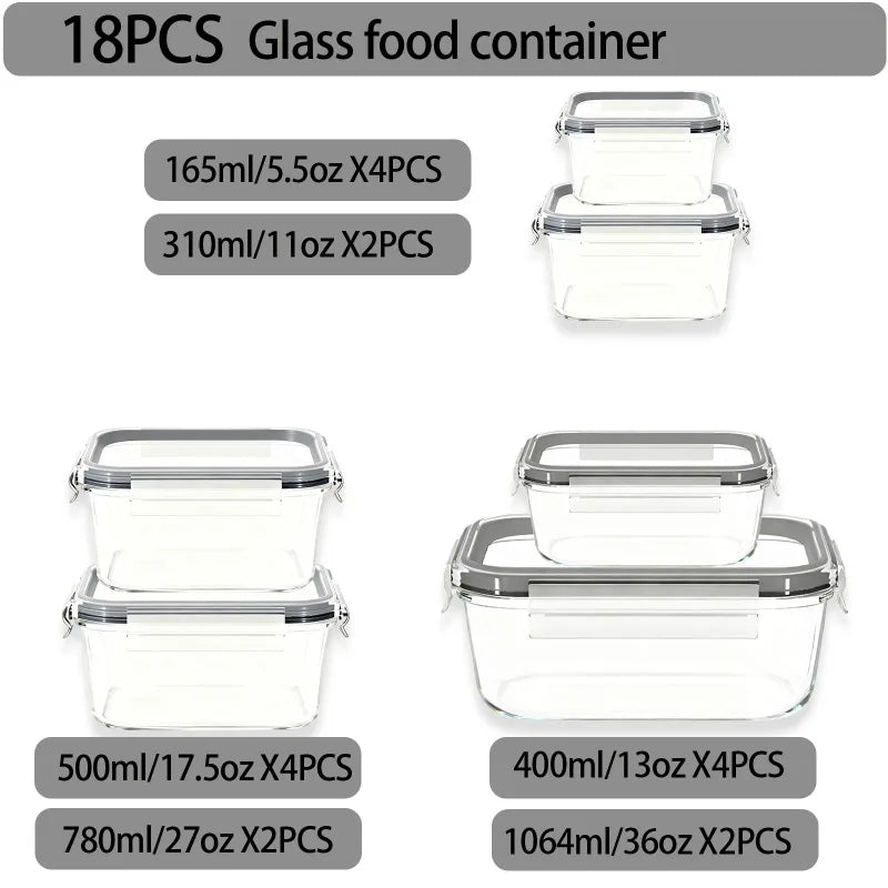 Premium Borosilicate Glass Food Storage Containers With Airtight Lids