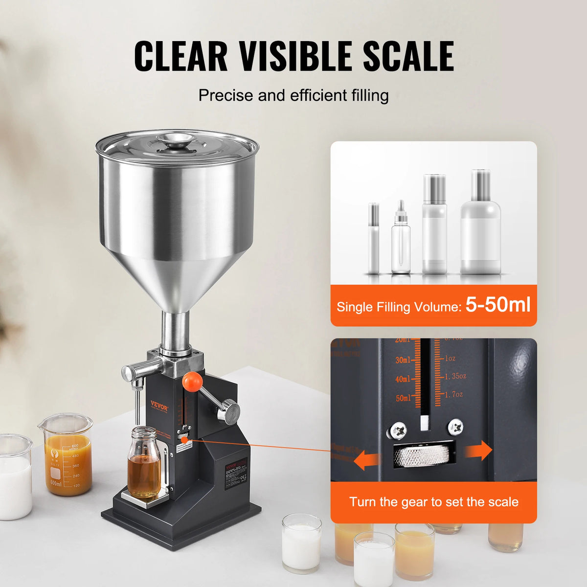 VEVOR Manual Liquid Filling Machine With Stainless Steel Hopper