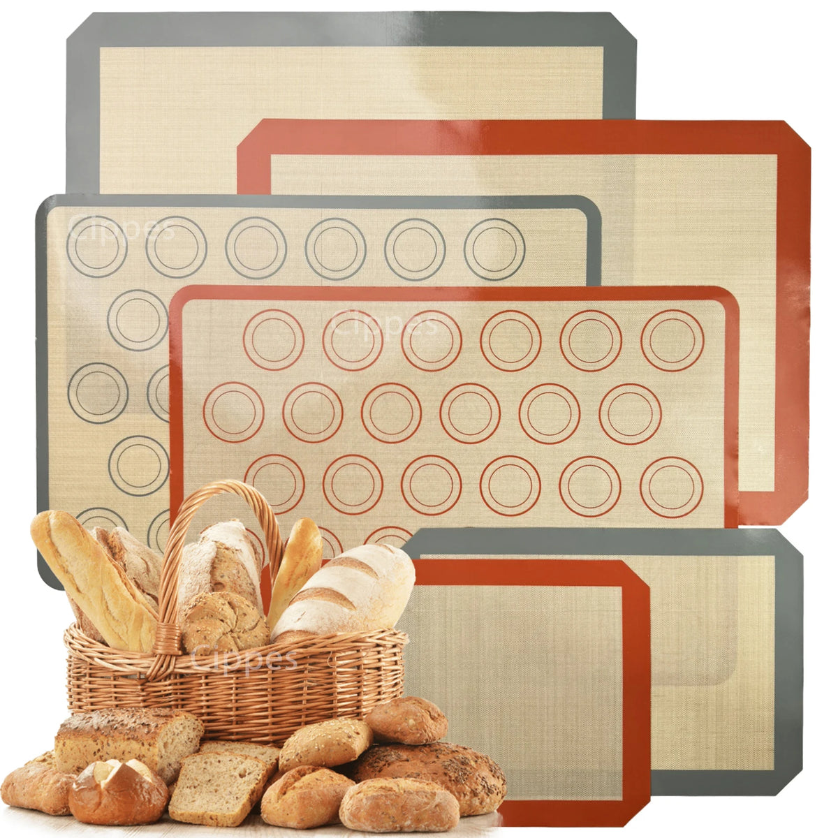 Cippes Reusable Silicone Baking Mat Nonstick Heat Resistant Sheet