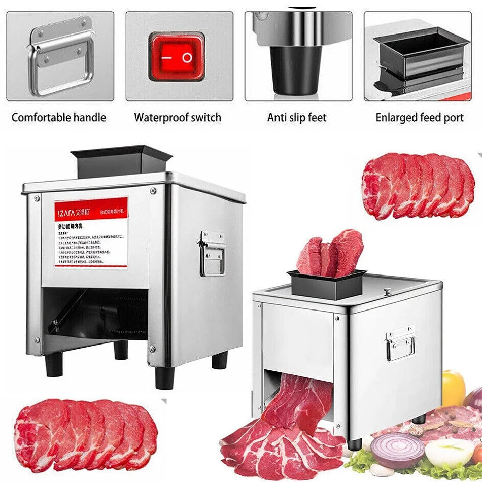 Commercial Electric Meat Slicer And Vegetable Cutter Stainless Steel