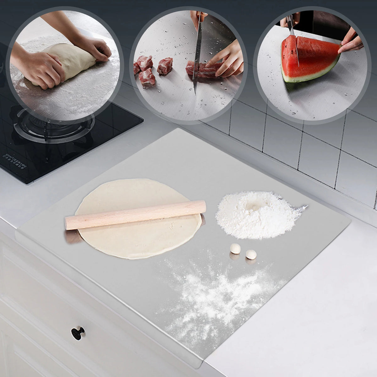 Professional Stainless Steel Chopping Board With Folded Edge