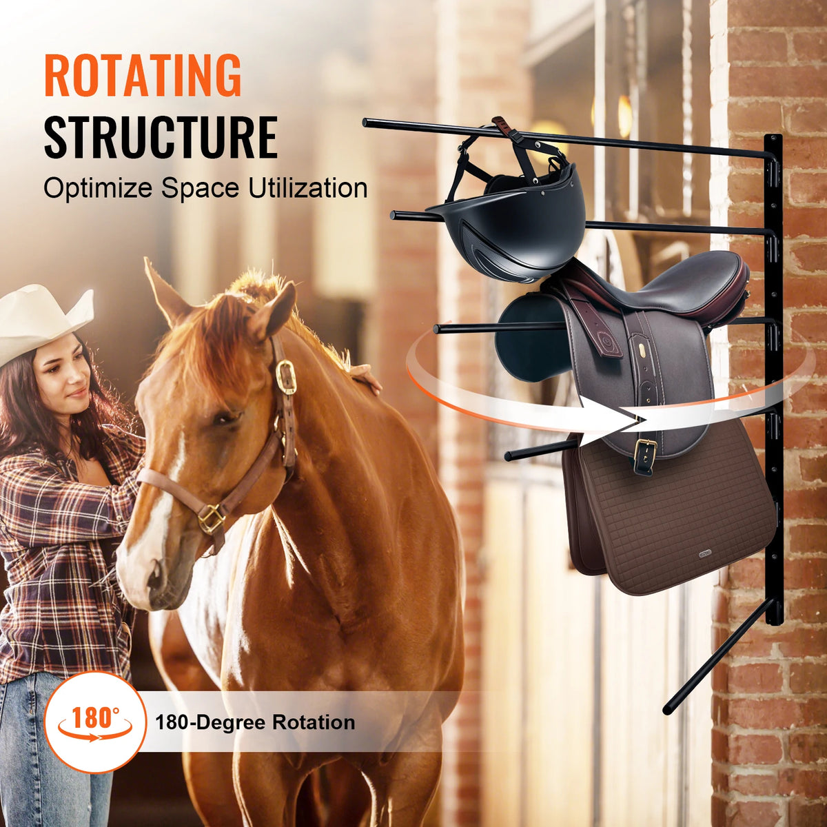 Wall Mounted Swing Out Saddle Rack For Tack Room Organization
