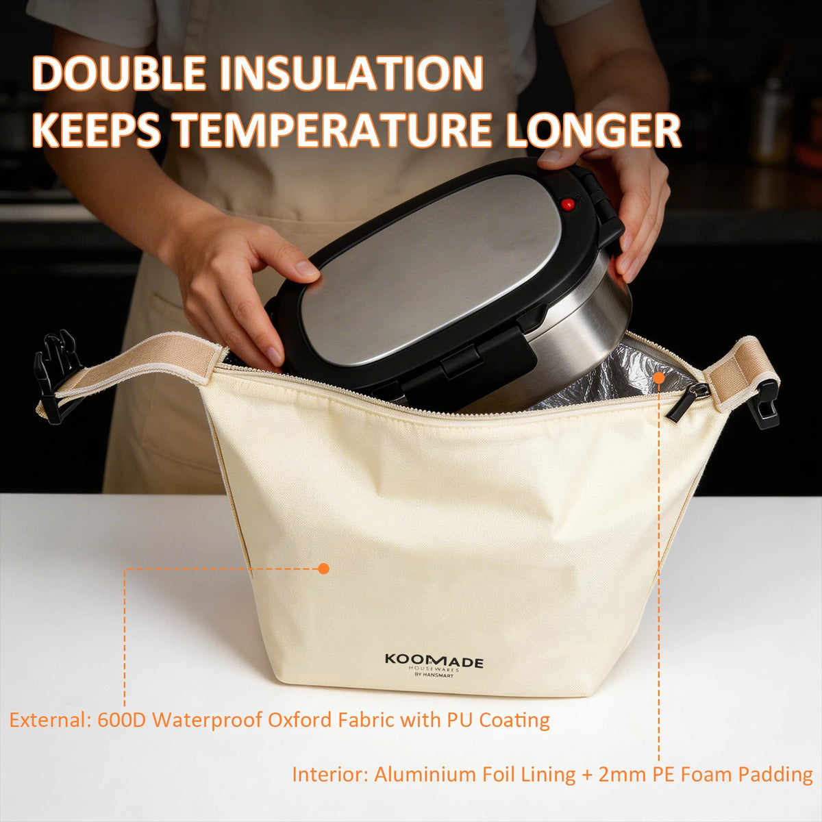HANSMART 304 Stainless Steel Vacuum Insulated Portable Lunch Box
