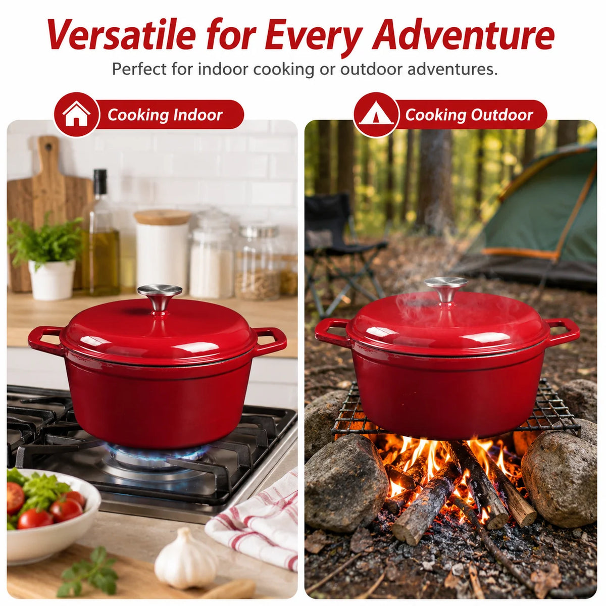 HANSMART Enameled Cast Iron Dutch Oven For Baking And Roasting