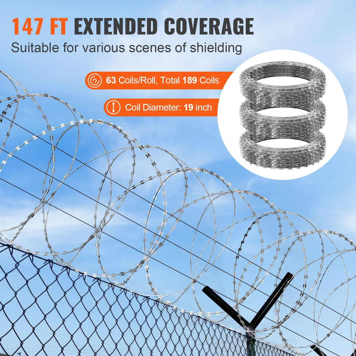 SucceBuy Double Spiral Razor Wire Galvanized Barbed Fencing Roll