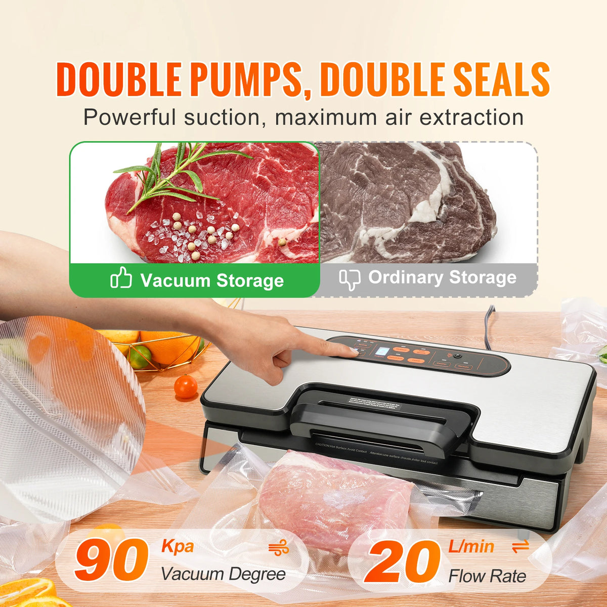 SucceBuy 130W Professional Vacuum Sealer For Home Food Preservation