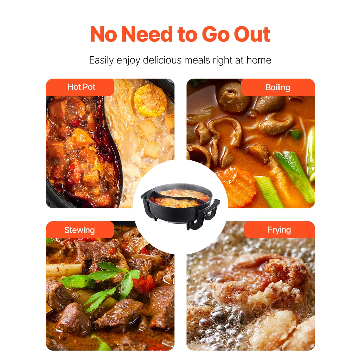 SucceBuy Dual Flavor Electric Hot Pot With Divider Lid