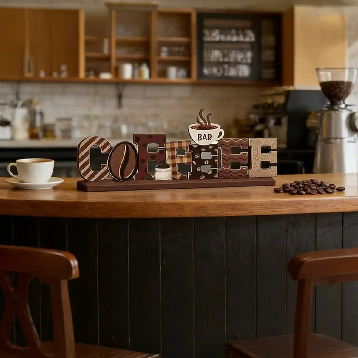 Rustic Style Coffee Bar Decor Sign, Coffee Bar Accessory, Coffee Elf Design, Perfect for Coffee Tables, Enhance Your Space