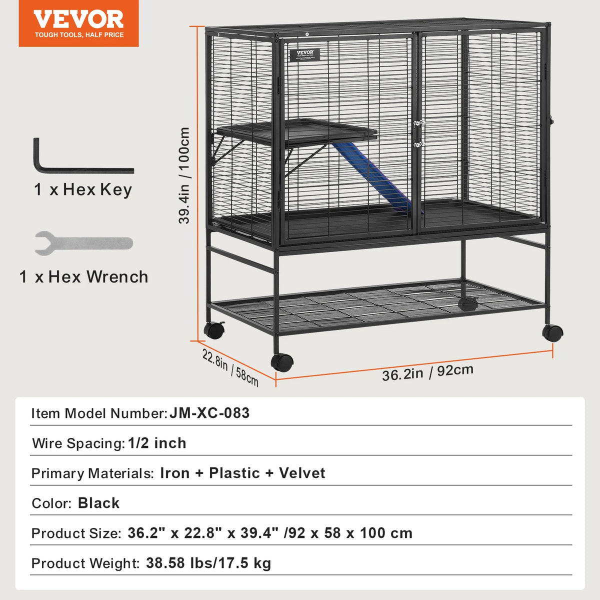 SucceBuy Rolling Four Tier Metal Ferret Cage For Small Pets