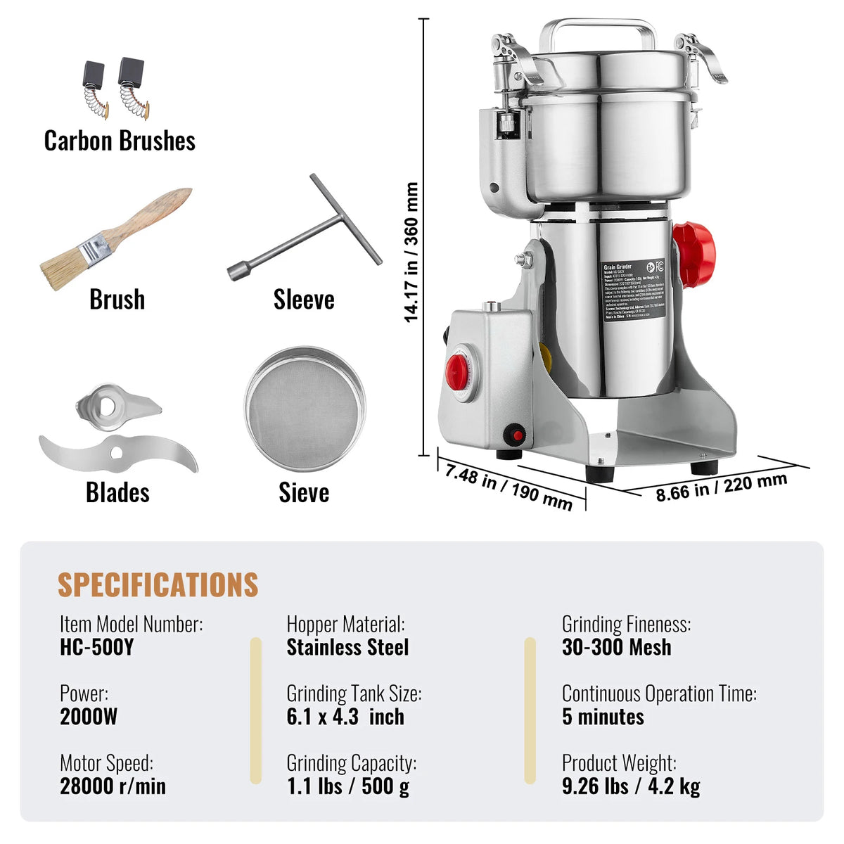 SucceBuy Commercial Electric Grain Mill Grinder For Spices And Herbs