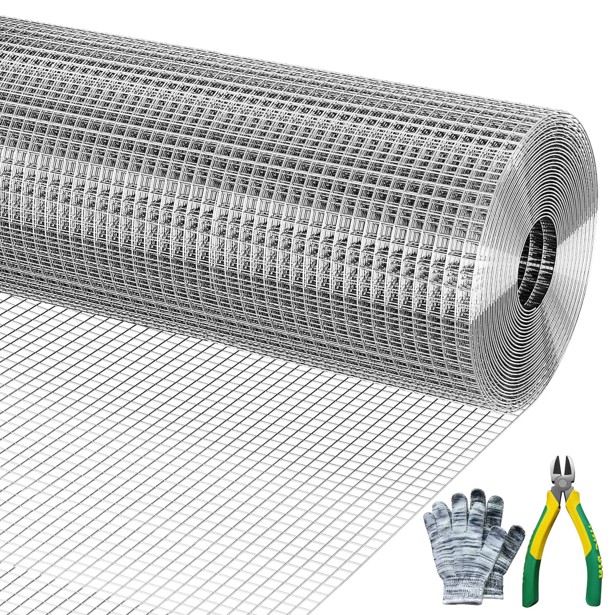 Galvanized Hardware Cloth Roll With Pliers And Gloves For Coops
