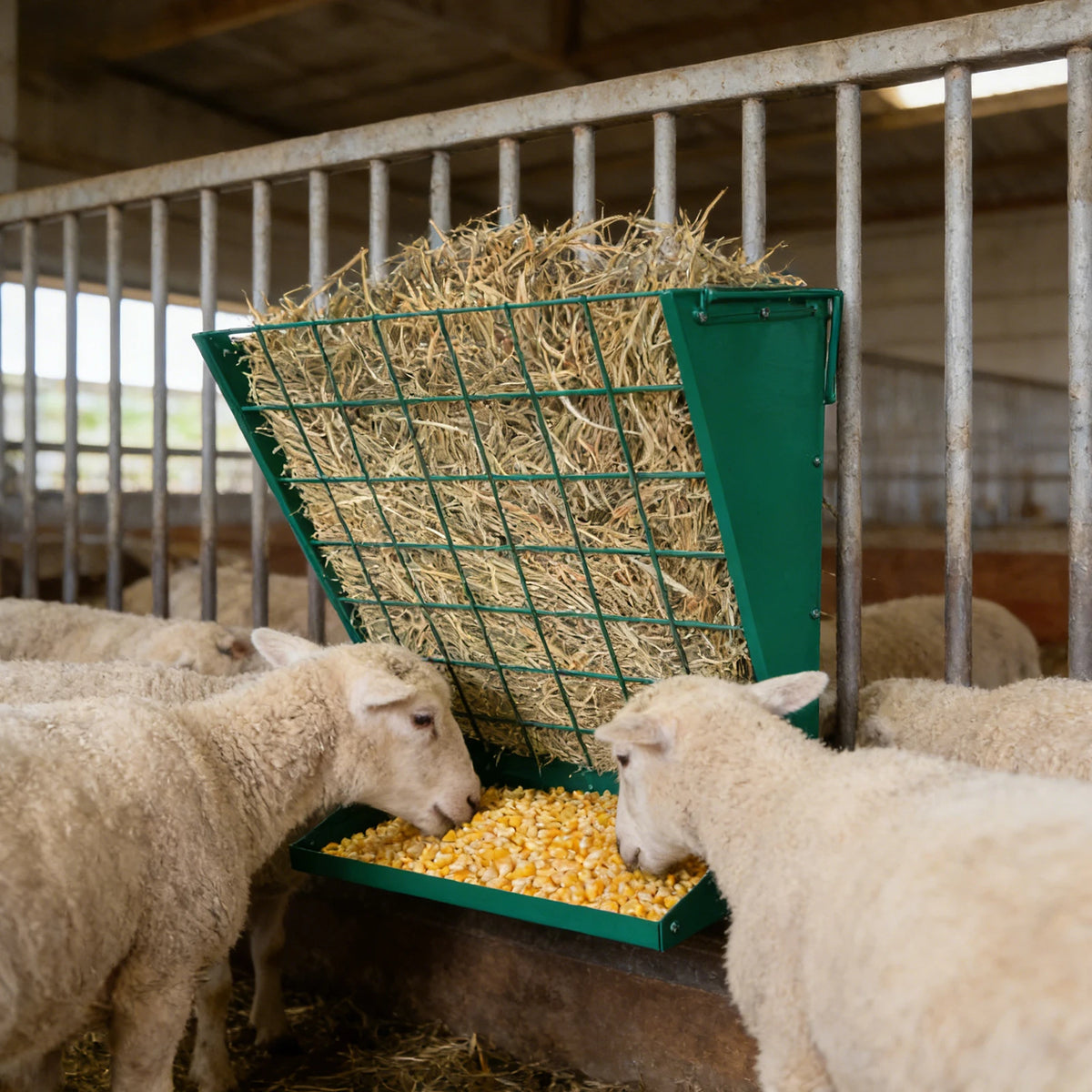 2-in-1 Livestock Hay And Grain Feeder Wall Mounted Farm Equipment