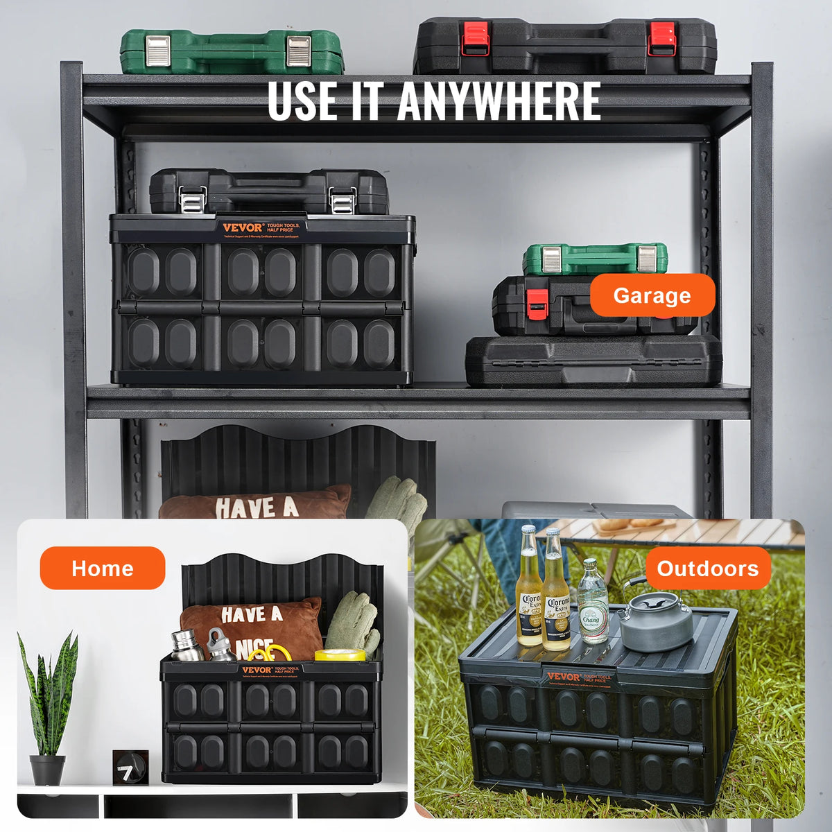 Foldable Collapsible Storage Bins Stackable Utility Crates With Lids