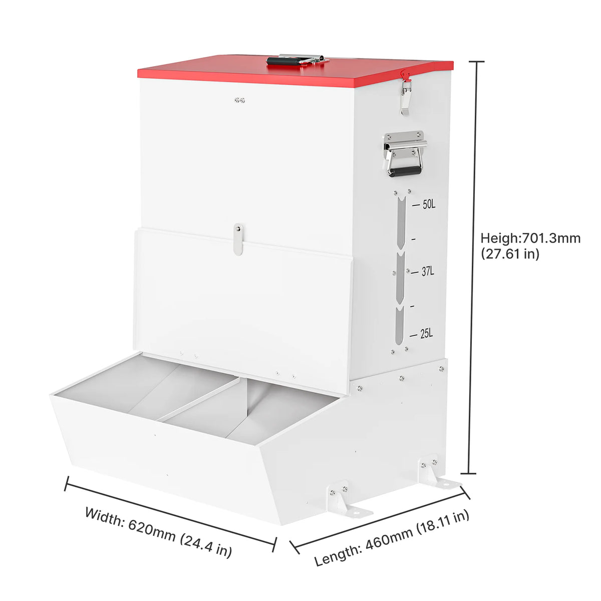 Lockable Automatic Dog Feeder Large Heavy Duty Metal Gravity Livestock Pig Goat Feeder Outdoor Weatherproof Raccoon Vermin Proof Pet Food Storage Dispenser Bin For Pigs Dogs Farm Animals
