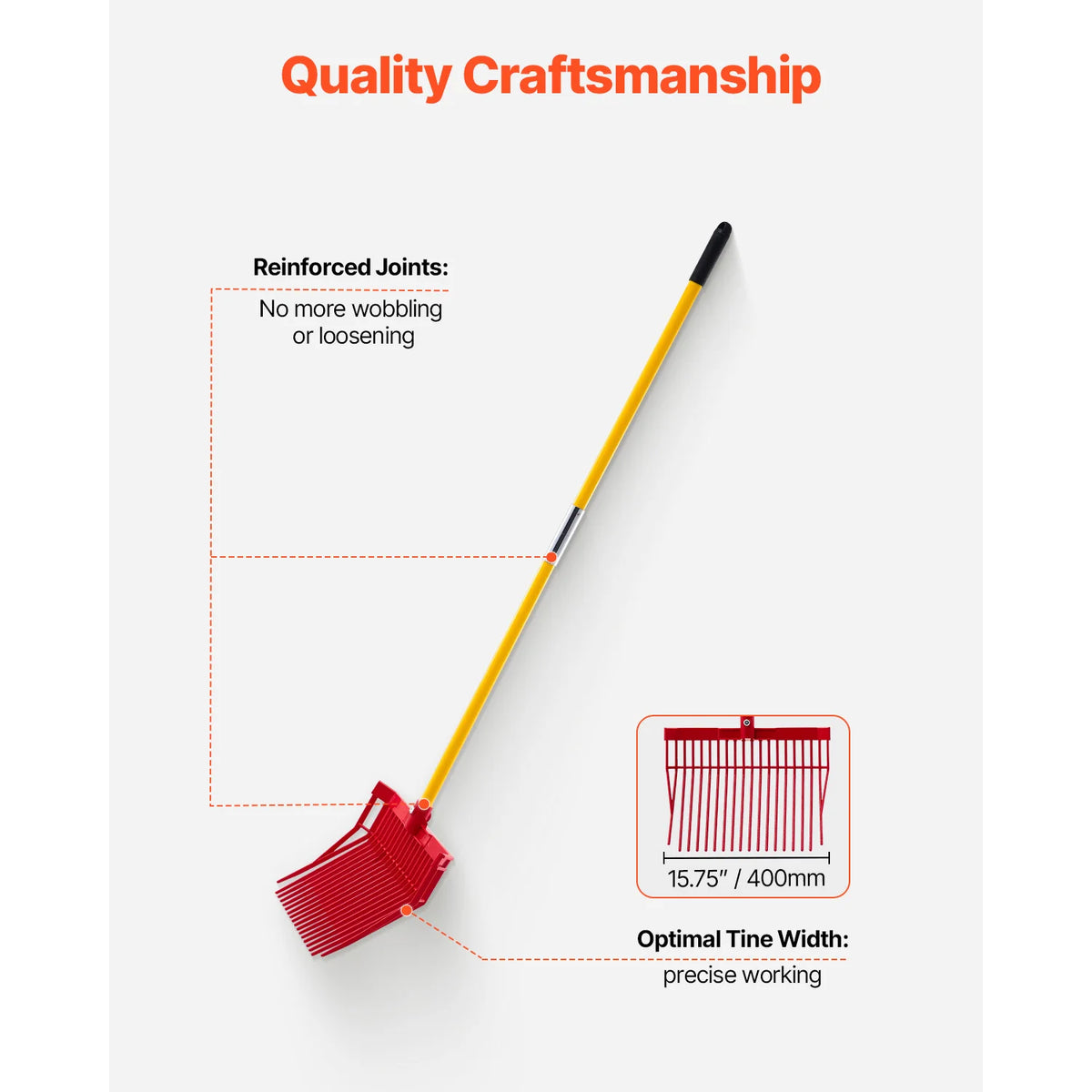 Heavy Duty Manure Fork With Fiberglass Handle For Garden Use