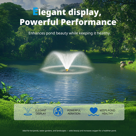 Yanaso Pond Fountain Aerator Pump with Timer and Spray Patterns