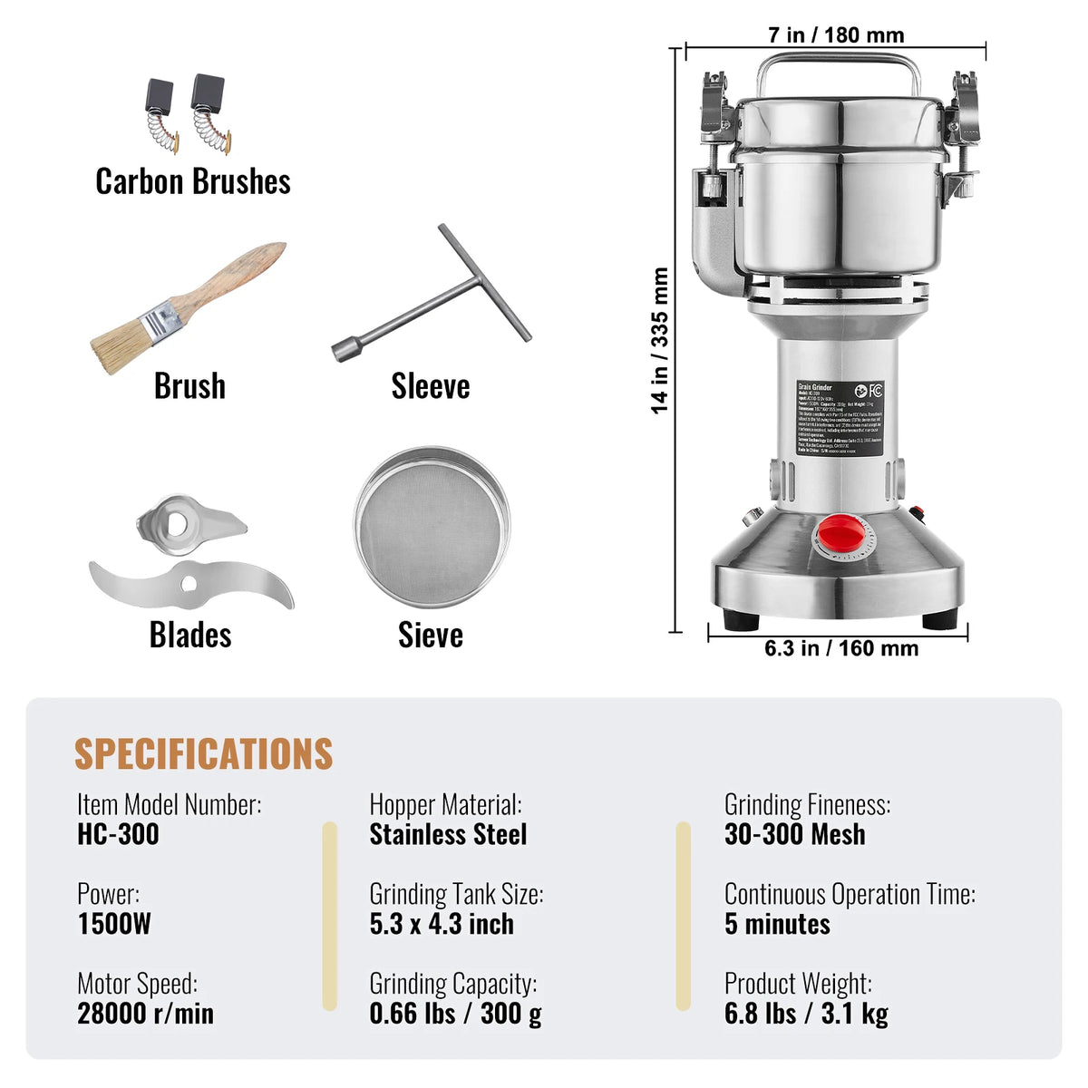 SucceBuy Commercial Electric Grain And Spice Mill Grinder